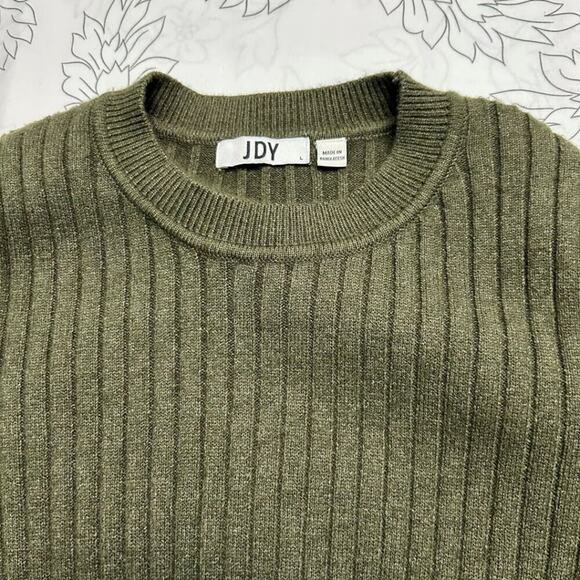 JDY Magna Rib Knit Midi Long Sleeve Bodycon Soft Sweater Dress Moss Green Large - Picture 7 of 13